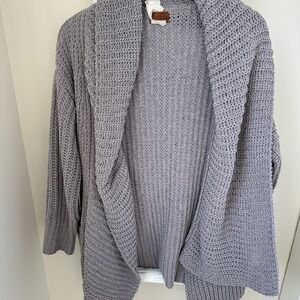 POL Cozy Knit Gray Open Cardigan Sweater Super Soft Size Medium